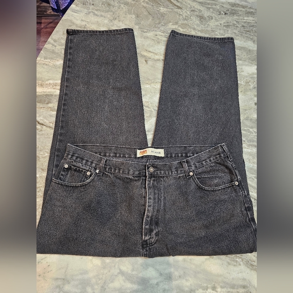 Route 66 Men’s Relaxed Fit Jeans – Black Wash – Size 40x32